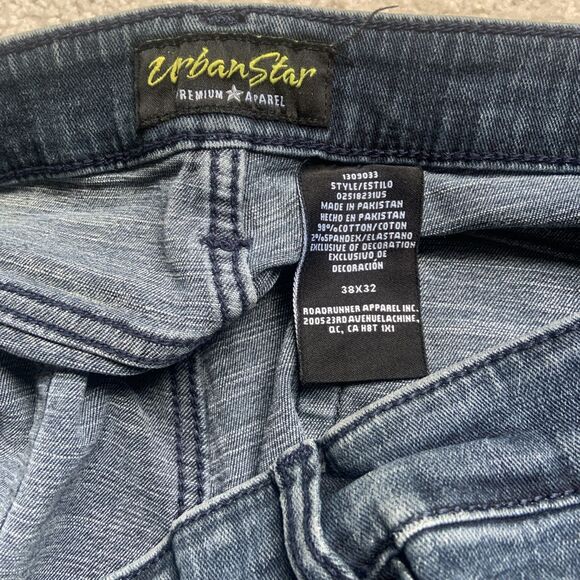 Urban Star Jeans Stretch Men's 38x32 Dark Blue Denim Pants Straight Leg Casual - Picture 5 of 6